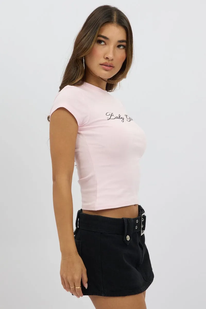 Pink Graphic Tee Short Sleeve sold by Ally Fashion product image thumbnail 4