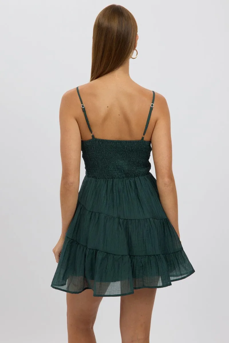 Green Fit And Flare Dress Mini Tiered sold by Ally Fashion product image thumbnail 5