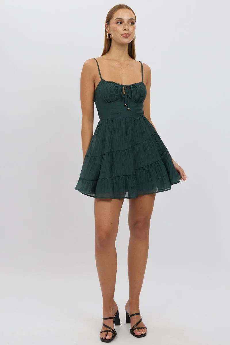 Green Fit And Flare Dress Mini Tiered sold by Ally Fashion product image thumbnail 2