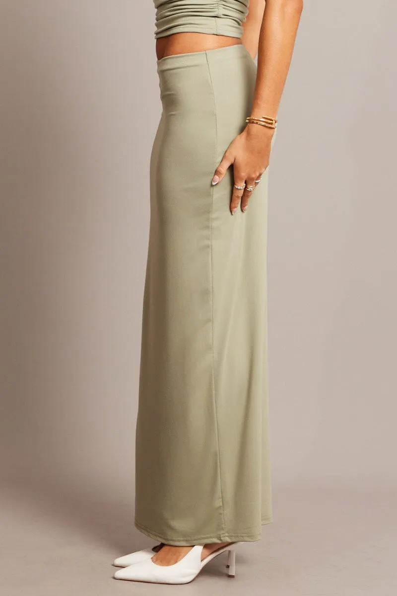 Green Supersoft Maxi Skirt Side Split sold by Ally Fashion product image thumbnail 4