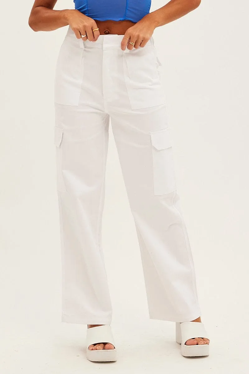 White Cargo Pants Mid Rise Carpenter sold by Ally Fashion product image thumbnail 2