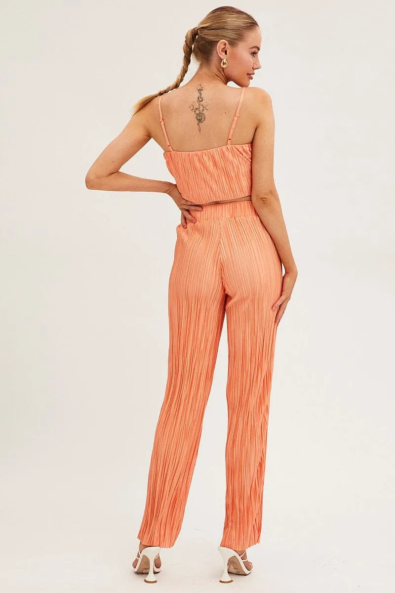 Orange Plisse Pants Wide Leg sold by Ally Fashion product image thumbnail 5