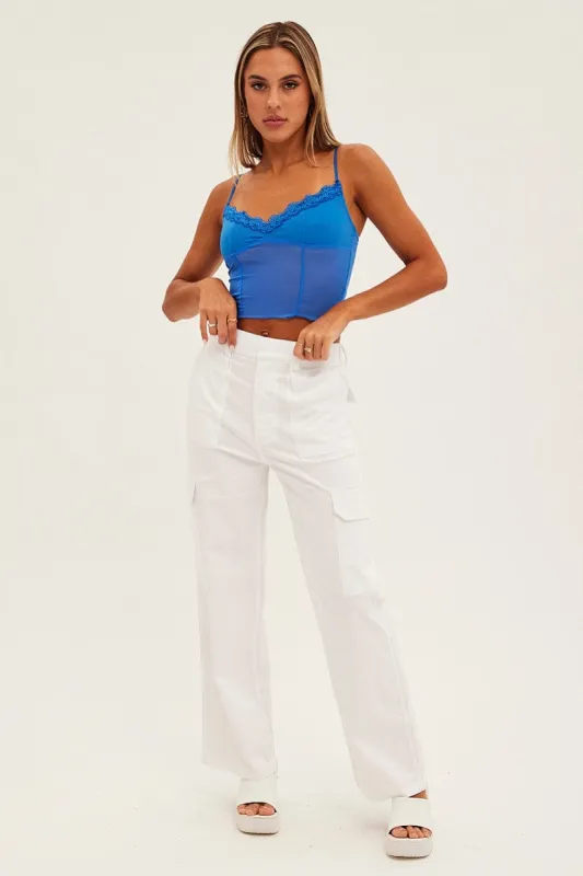 White Cargo Pants Mid Rise Carpenter sold by Ally Fashion