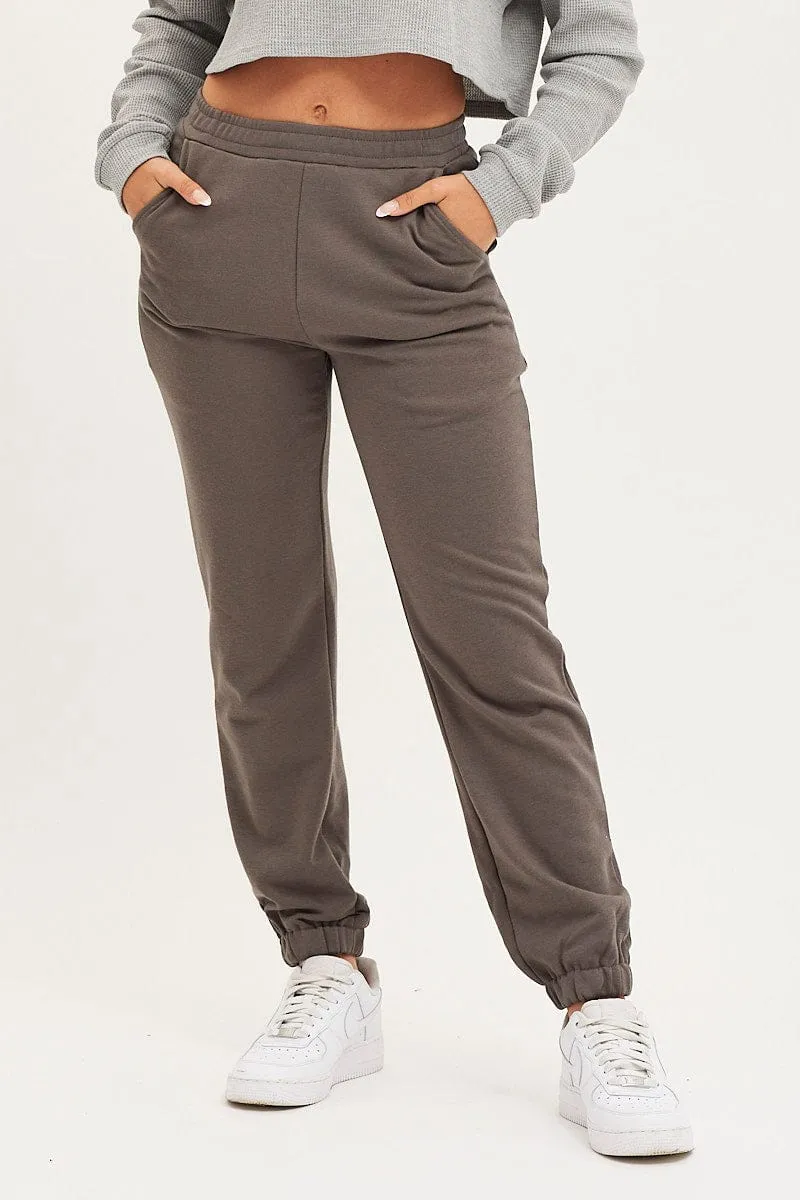 Grey Track Pants High Rise sold by Ally Fashion product image thumbnail 2