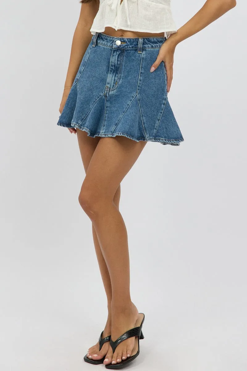 Denim Godet Mini Skirt High Rise sold by Ally Fashion product image thumbnail 4