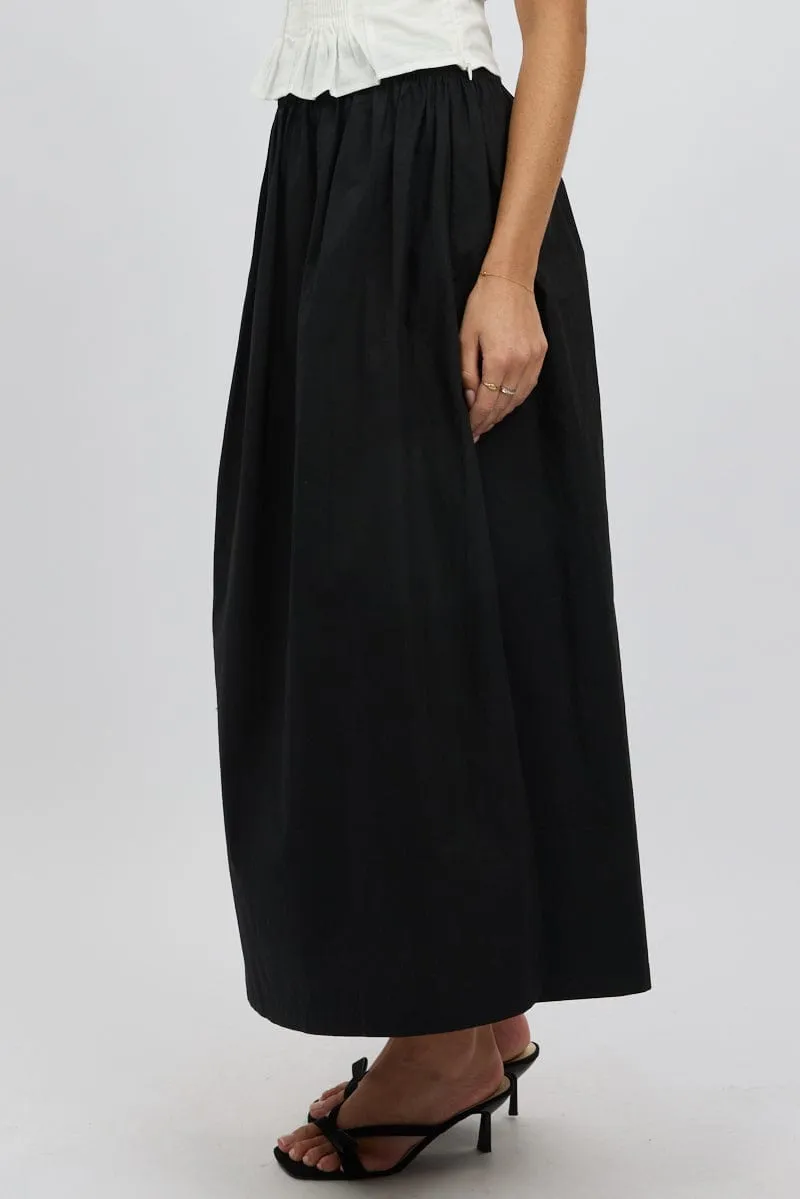 Black Maxi Skirt Shirred Waist Relaxed Fit sold by Ally Fashion product image thumbnail 4
