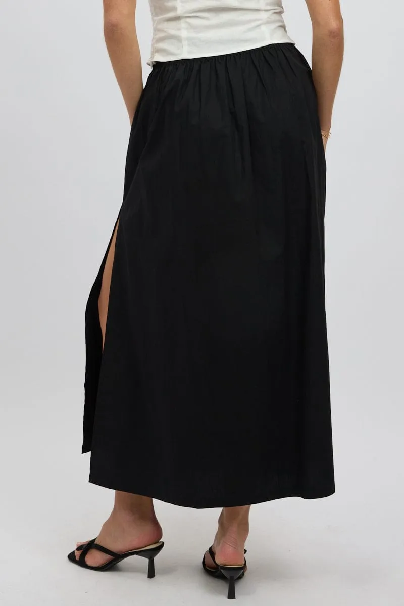 Black Maxi Skirt Shirred Waist Relaxed Fit sold by Ally Fashion product image thumbnail 5