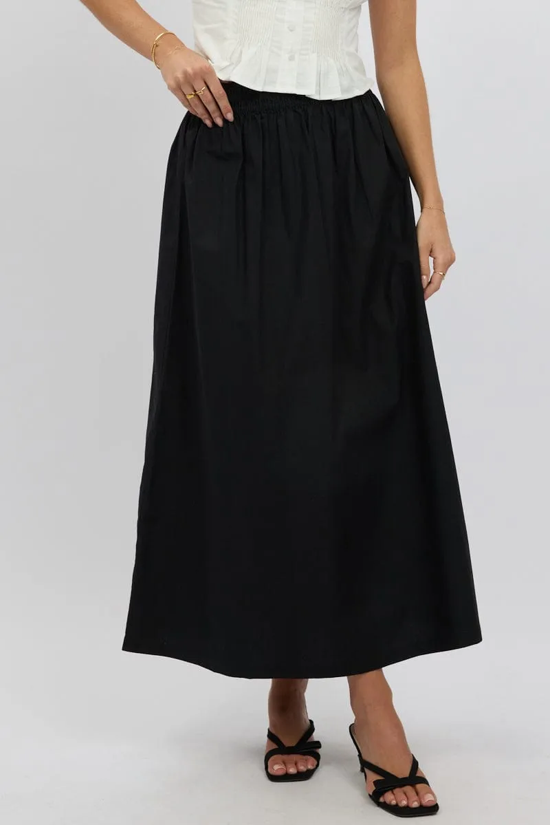 Black Maxi Skirt Shirred Waist Relaxed Fit sold by Ally Fashion product image thumbnail 3