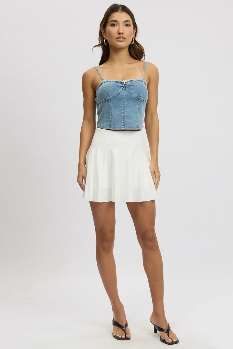 White Seamless Flare Skort Elastic Waist Lined sold by Ally Fashion product image thumbnail 3