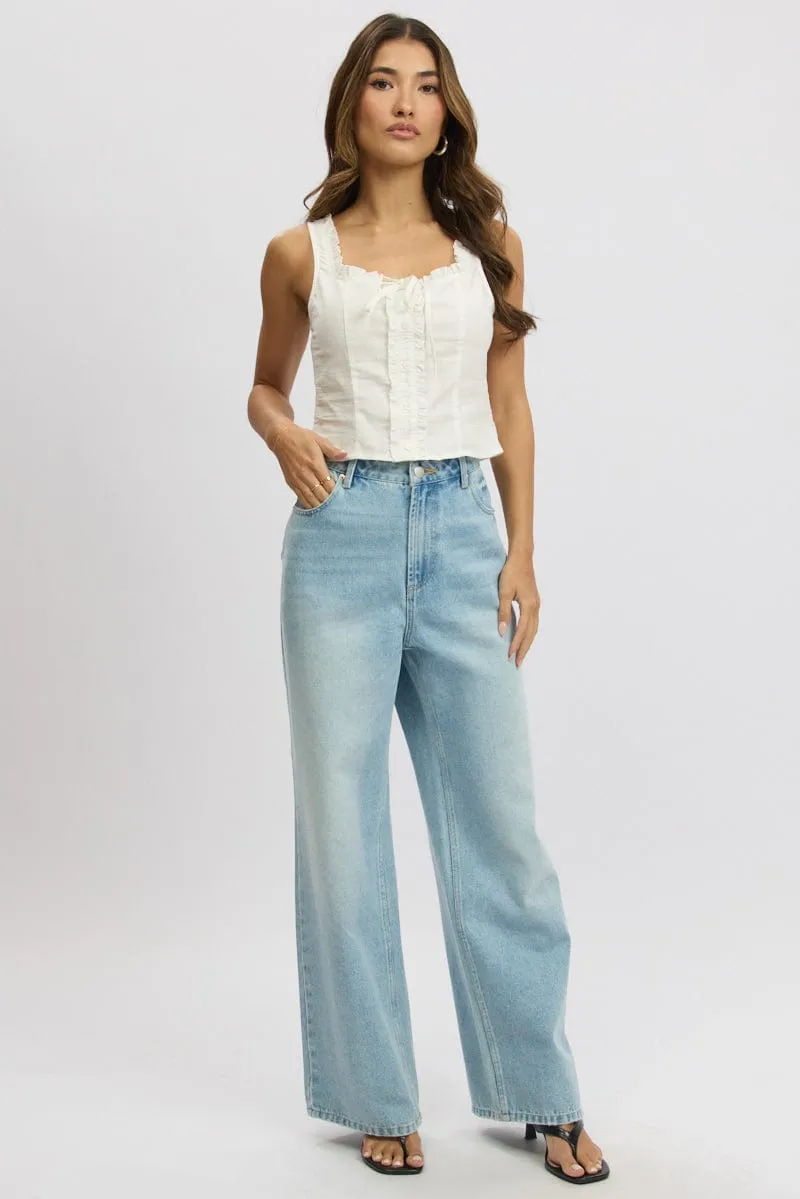 Denim Wide Leg Jeans Mid Rise sold by Ally Fashion product image thumbnail 2