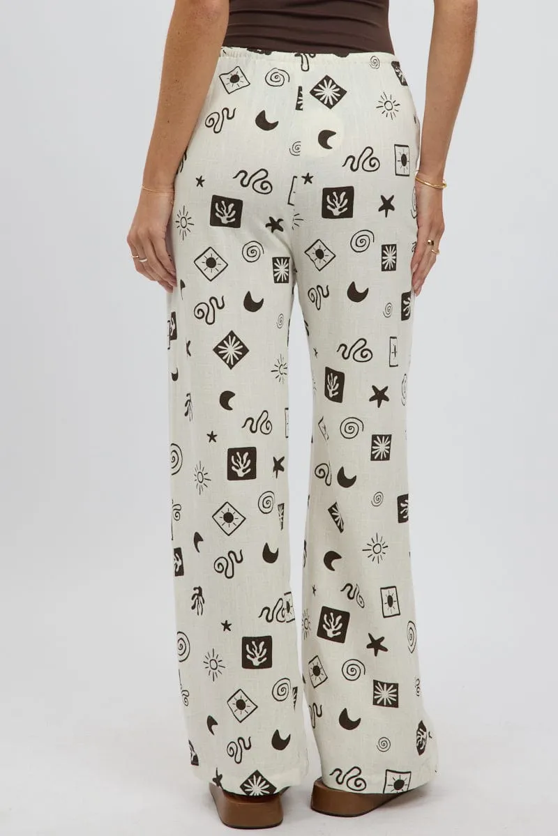 Beige Abstract Wide Leg Pants High Rise sold by Ally Fashion product image thumbnail 5