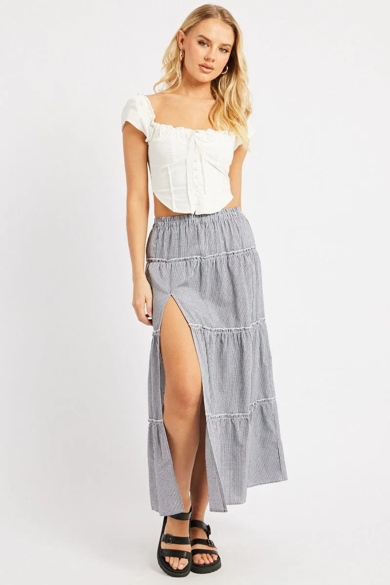 Black Check Tiered Maxi Slit Skirt sold by Ally Fashion product image thumbnail 2