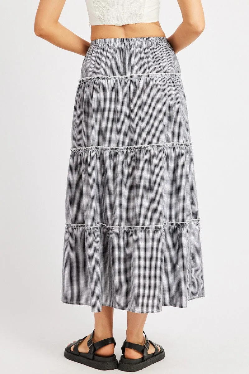 Black Check Tiered Maxi Slit Skirt sold by Ally Fashion product image thumbnail 5