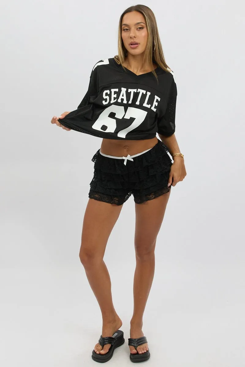 Black Sport Tee V Neck Short Sleeve sold by Ally Fashion product image thumbnail 2