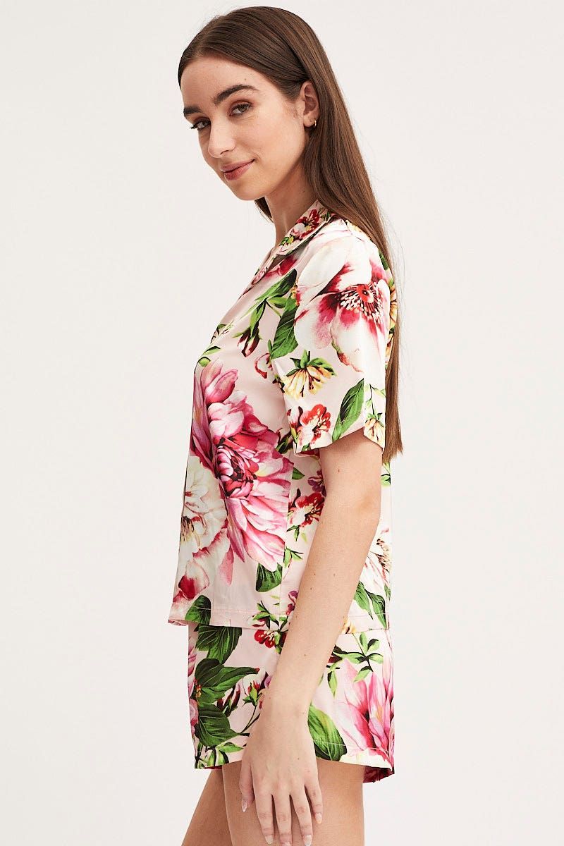 Print Satin Pajamas Set Short Sleeve sold by Ally Fashion product image thumbnail 4