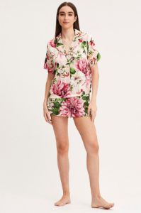 Print Satin Pajamas Set Short Sleeve sold by Ally Fashion
