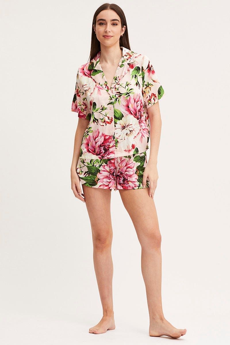 Print Satin Pajamas Set Short Sleeve sold by Ally Fashion product image thumbnail 2