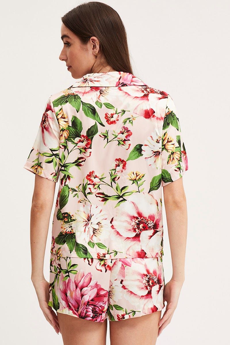 Print Satin Pajamas Set Short Sleeve sold by Ally Fashion product image thumbnail 5