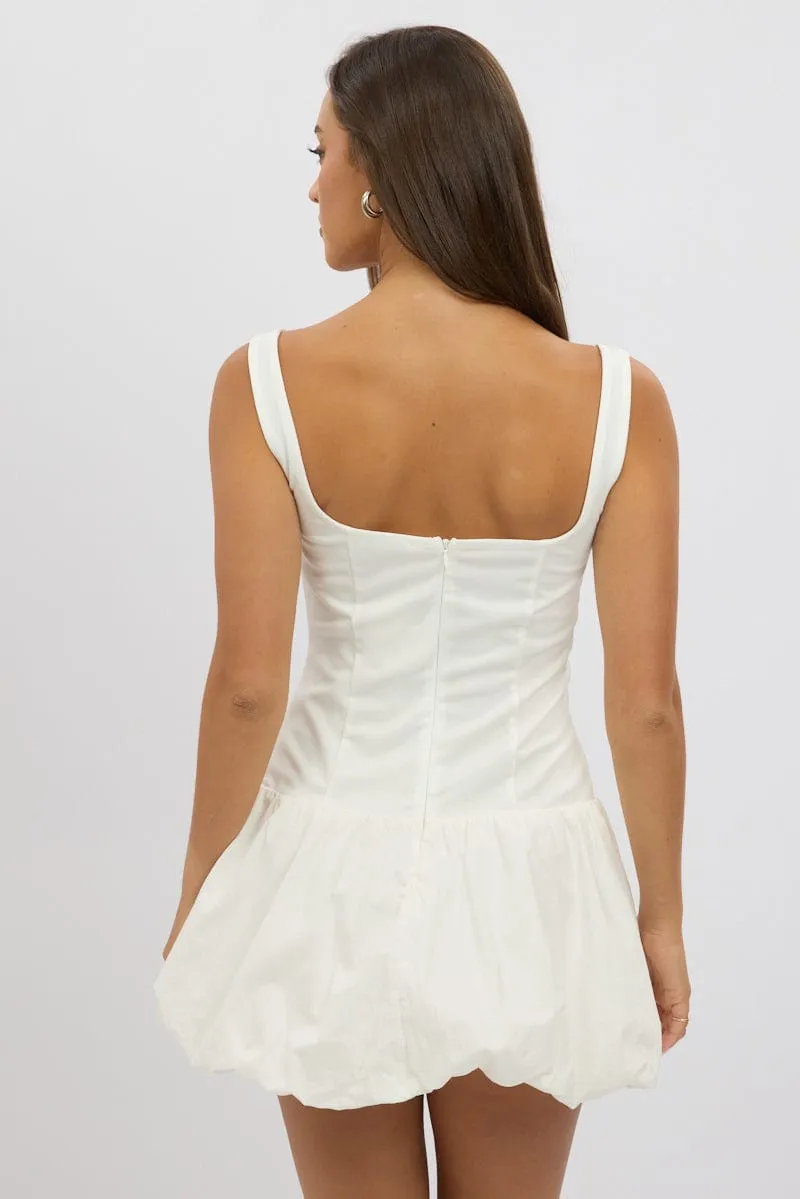 White Bubble Dress Square Neck sold by Ally Fashion product image thumbnail 5