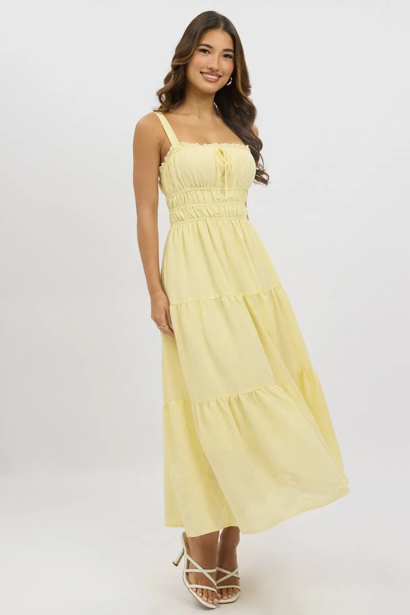 Yellow Maxi Dress Strappy Tiered sold by Ally Fashion product image thumbnail 3
