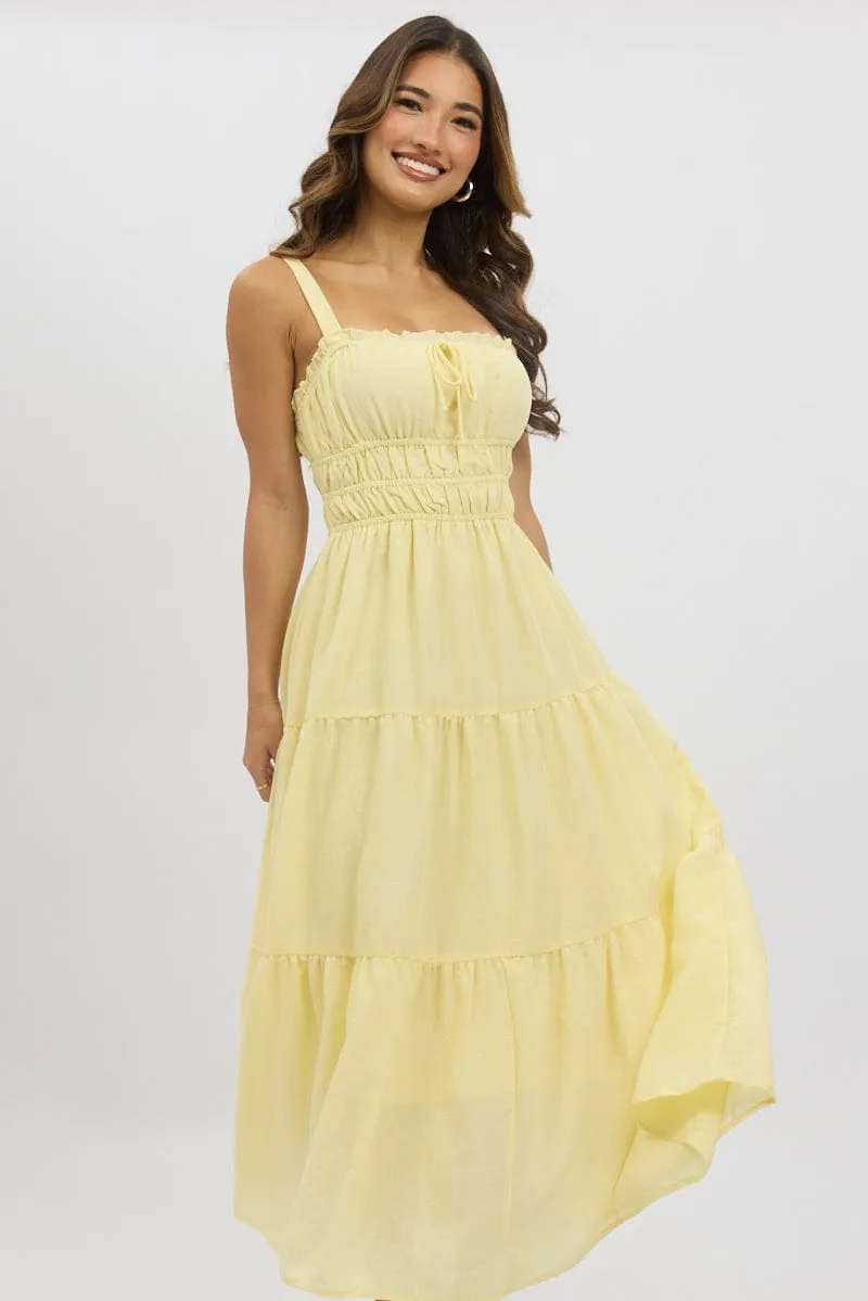 Yellow Maxi Dress Strappy Tiered sold by Ally Fashion