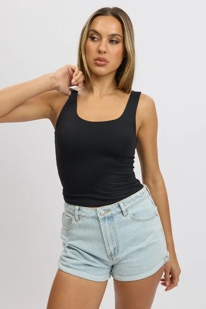 Black Supersoft Top U Neck Sleeveless sold by Ally Fashion