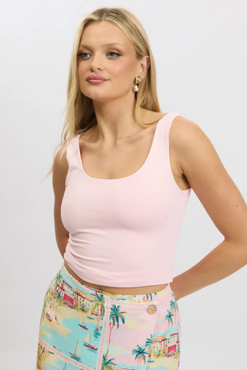 Pink Supersoft Top U Neck Sleeveless sold by Ally Fashion product image thumbnail 3