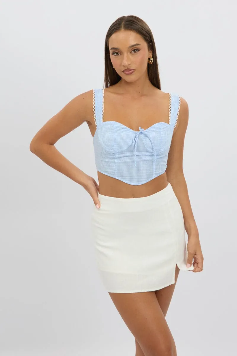 Blue Check Crop Top Sleeveless Corset sold by Ally Fashion product image thumbnail 3