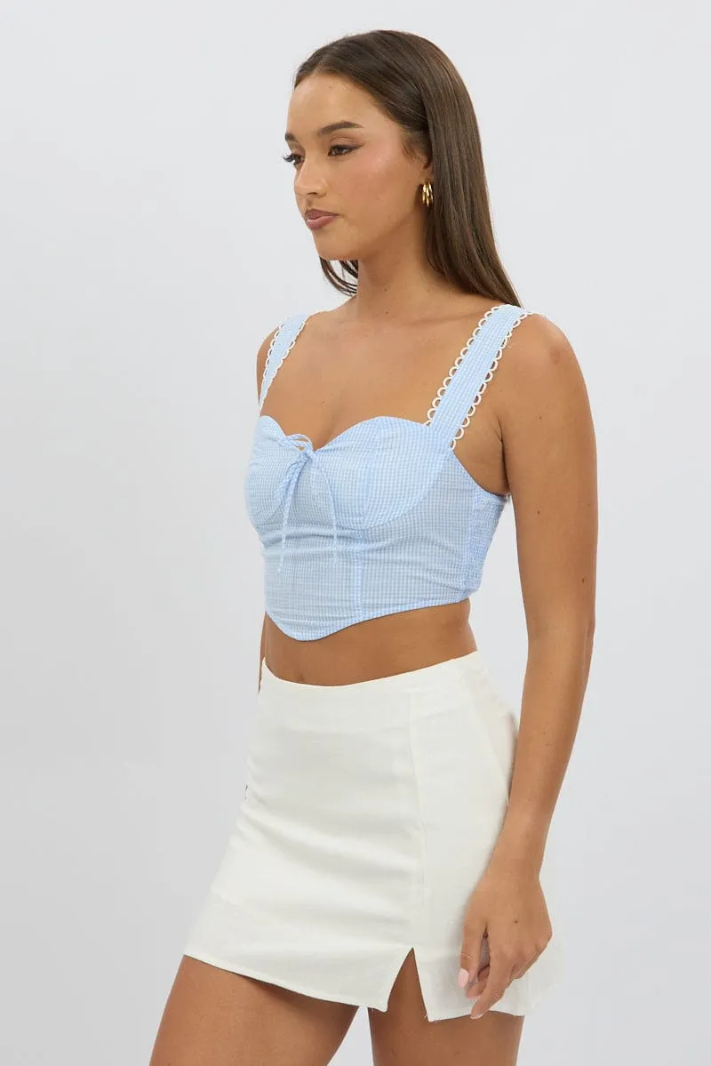 Blue Check Crop Top Sleeveless Corset sold by Ally Fashion product image thumbnail 4
