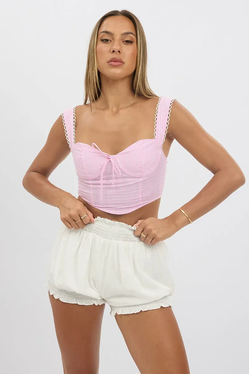 Pink Stripe Crop Top Sleeveless Corset sold by Ally Fashion product image thumbnail 3