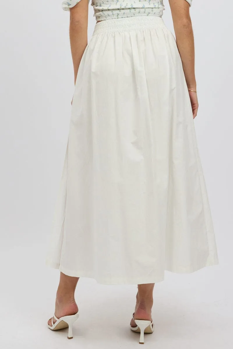 White Maxi Skirt Shirred Waist Relaxed Fit sold by Ally Fashion product image thumbnail 5