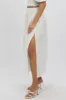 White Maxi Skirt Shirred Waist Relaxed Fit sold by Ally Fashion