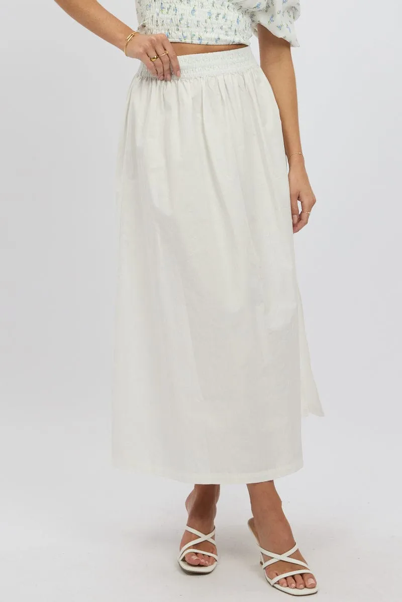 White Maxi Skirt Shirred Waist Relaxed Fit sold by Ally Fashion product image thumbnail 2