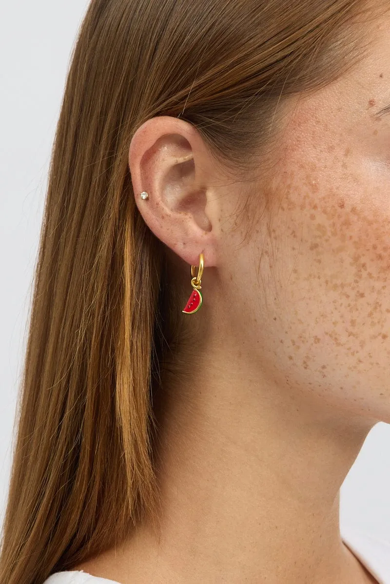 Red Watermelon Earrings sold by Ally Fashion