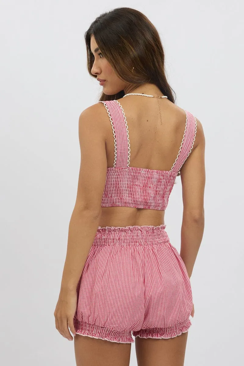 Red Check Crop Top Sleeveless Corset sold by Ally Fashion product image thumbnail 5