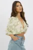 Green Abstract Tie Up Bolero Short Sleeve sold by Ally Fashion