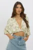Green Abstract Tie Up Bolero Short Sleeve sold by Ally Fashion