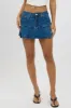 Denim Pleated Skort Mid Rise Mini Stretch Lined sold by Ally Fashion