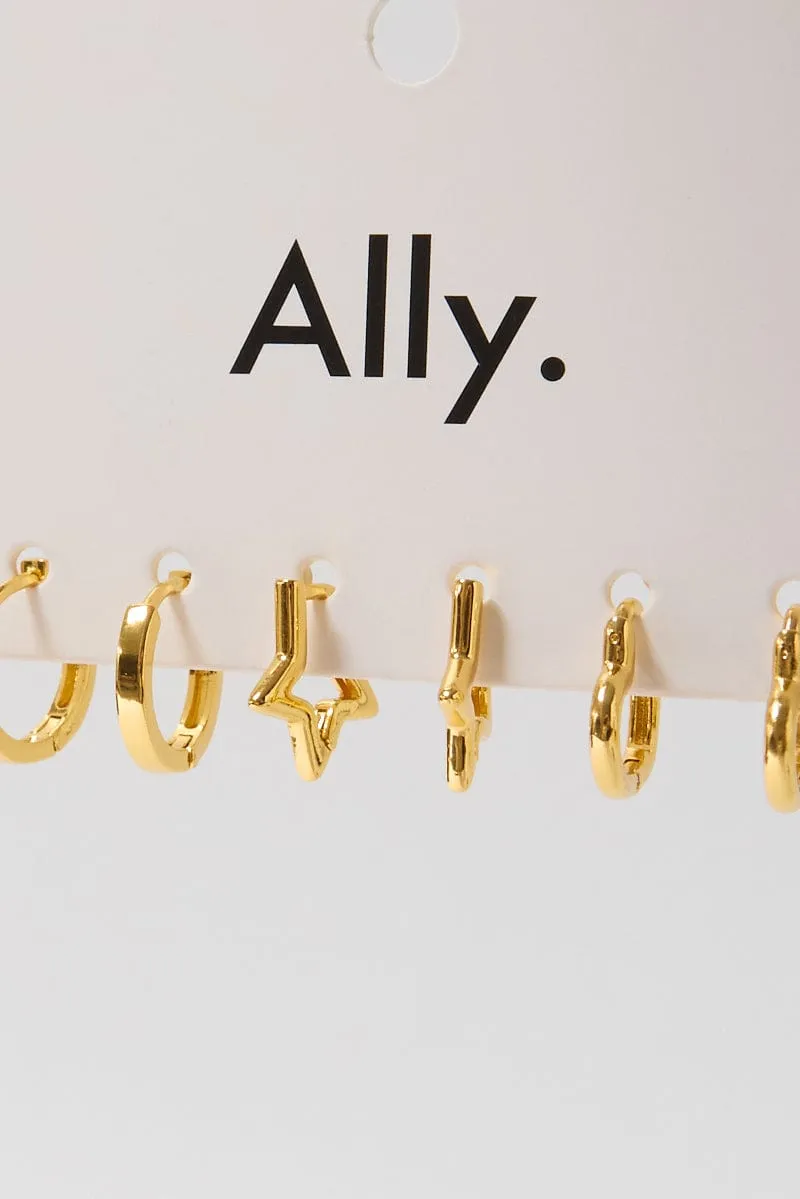 Gold 3 Pack Hoop Earrings sold by Ally Fashion product image thumbnail 2