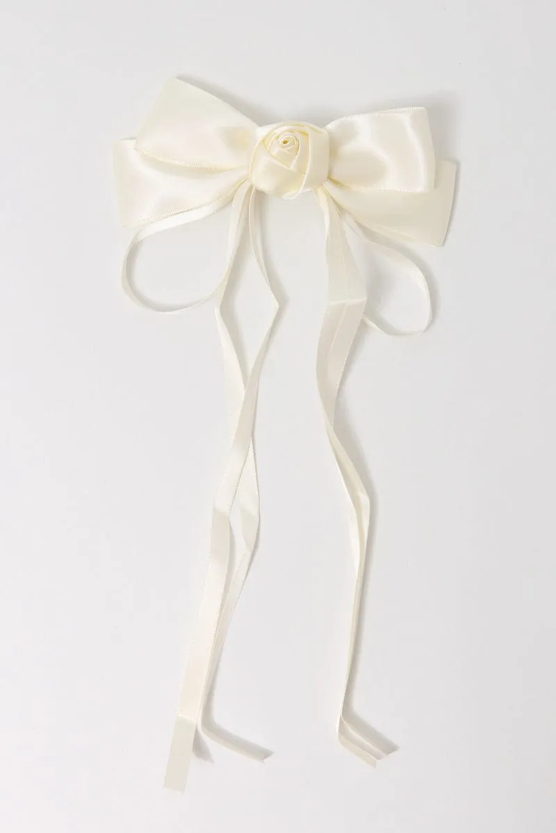 White Rosette Hair Bow sold by Ally Fashion