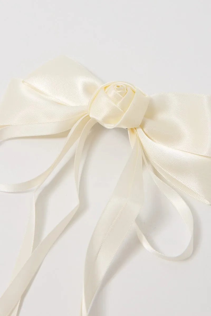 White Rosette Hair Bow sold by Ally Fashion product image thumbnail 2
