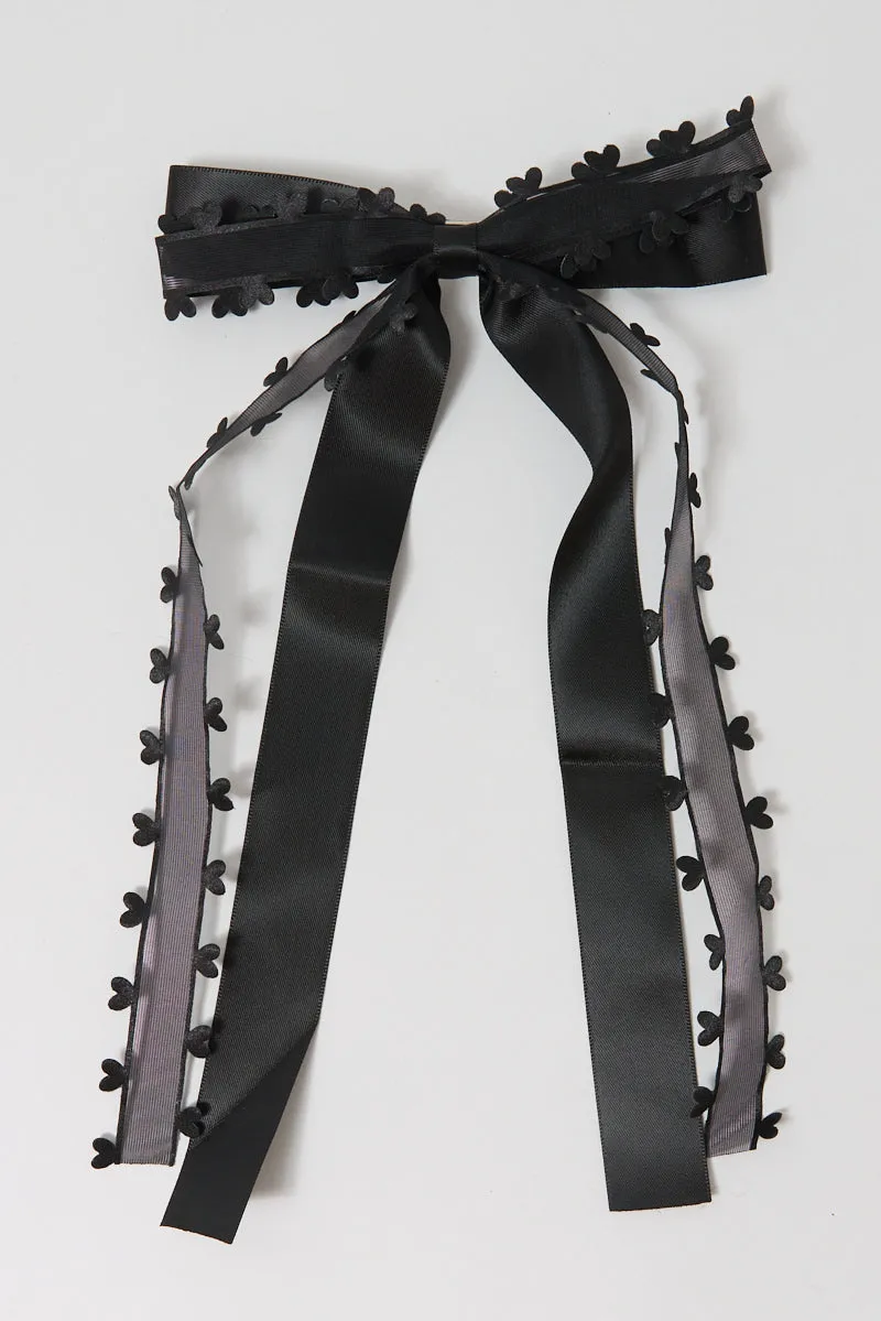 Black Heart Detail Hair Bow sold by Ally Fashion