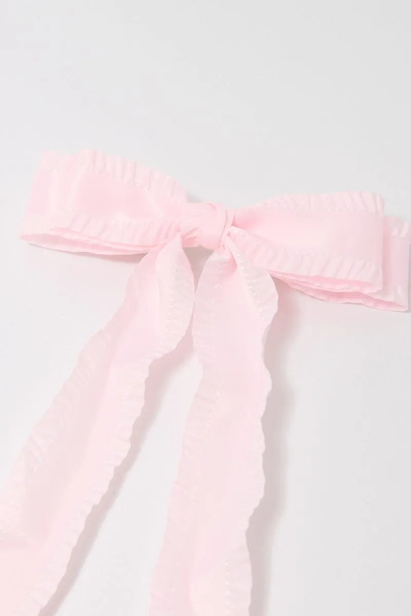 Pink Ruffled Hair Bow sold by Ally Fashion product image thumbnail 2