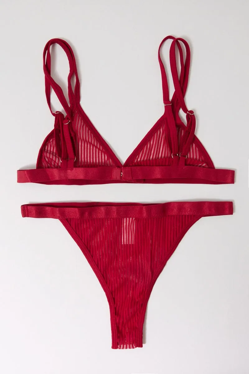 Red Strip Mesh Lingerie Set sold by Ally Fashion product image thumbnail 2