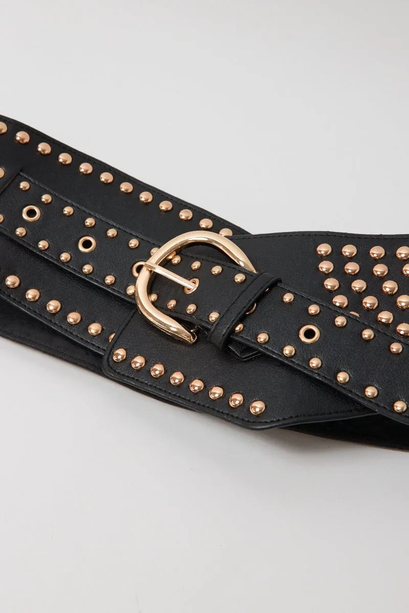 Brown Wide Hip Waist Rivet Western Belt sold by Ally Fashion product image thumbnail 2