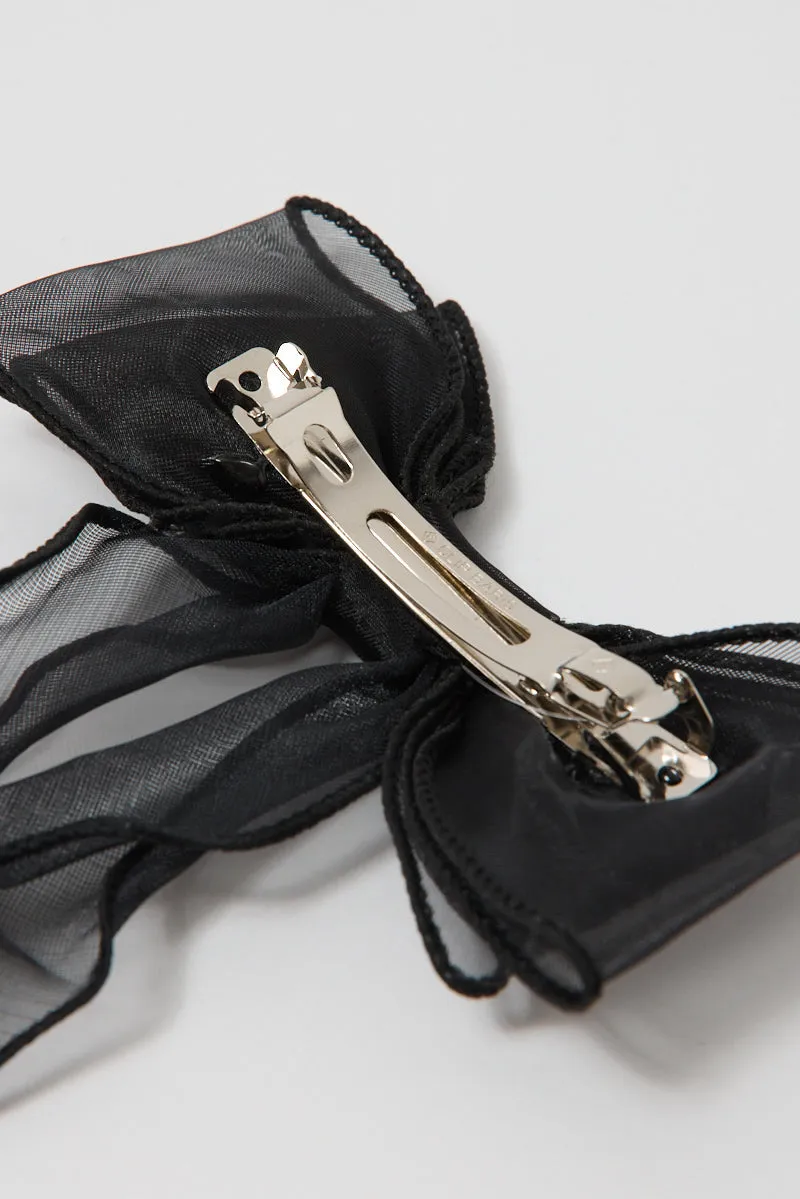 Black Organza Bow Hair Clips sold by Ally Fashion product image thumbnail 3