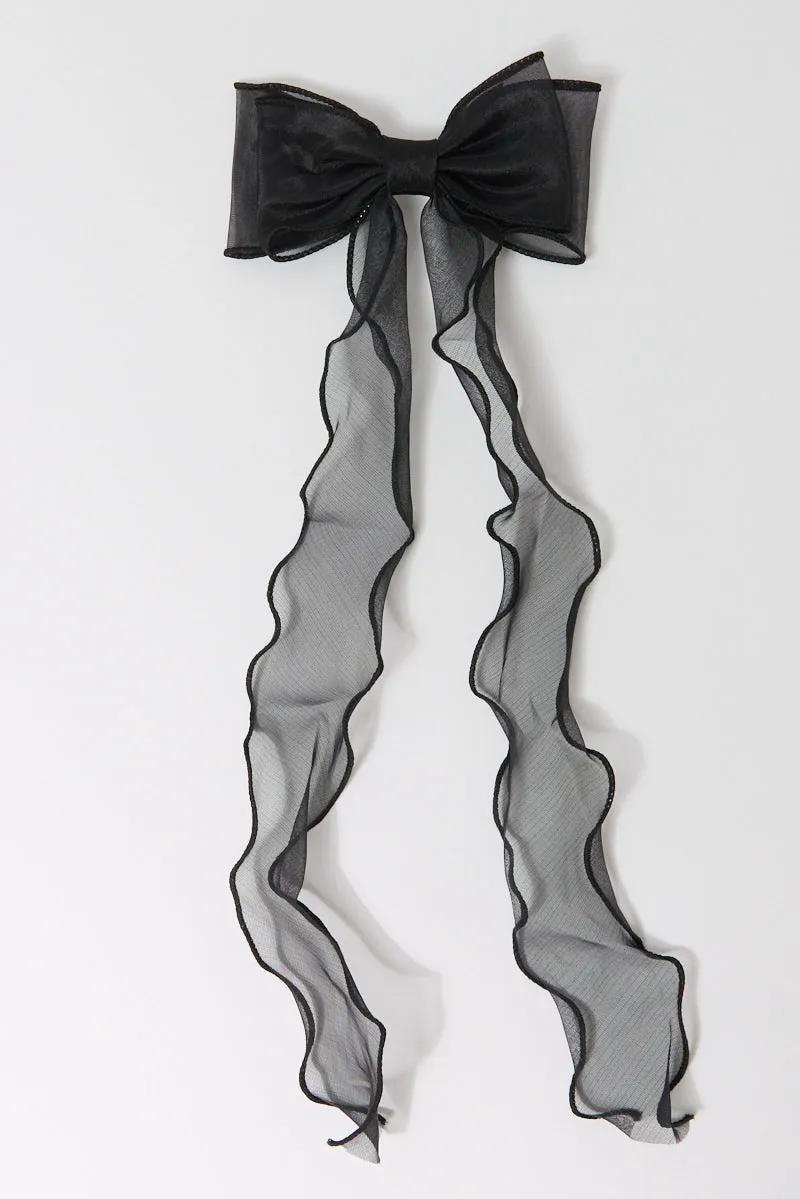 Black Organza Bow Hair Clips sold by Ally Fashion