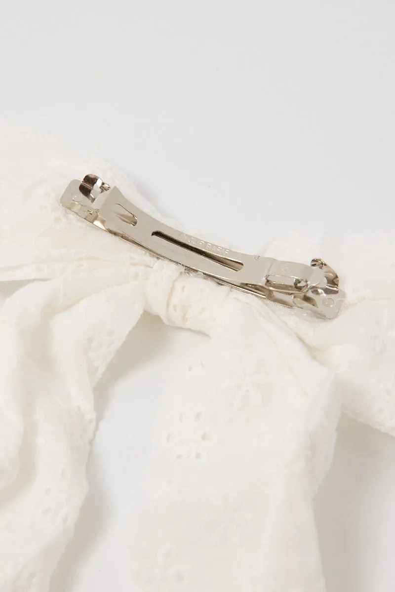 White Eyelet Bow Hair Clip sold by Ally Fashion product image thumbnail 3