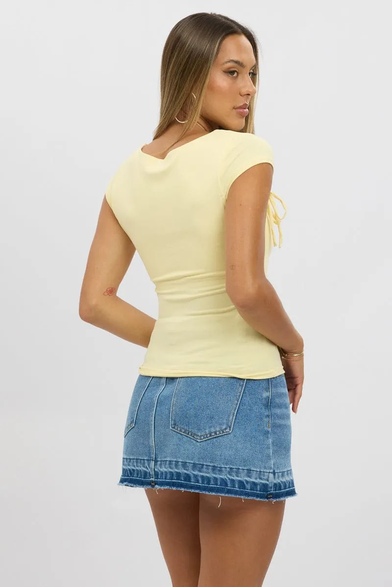 Yellow Supersoft Tank Scoop Neck Ribbon sold by Ally Fashion product image thumbnail 5