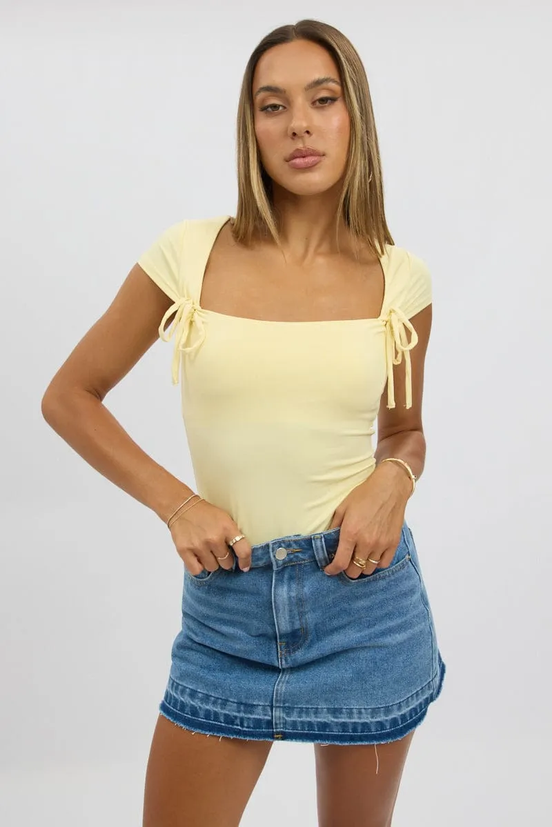 Yellow Supersoft Tank Scoop Neck Ribbon sold by Ally Fashion